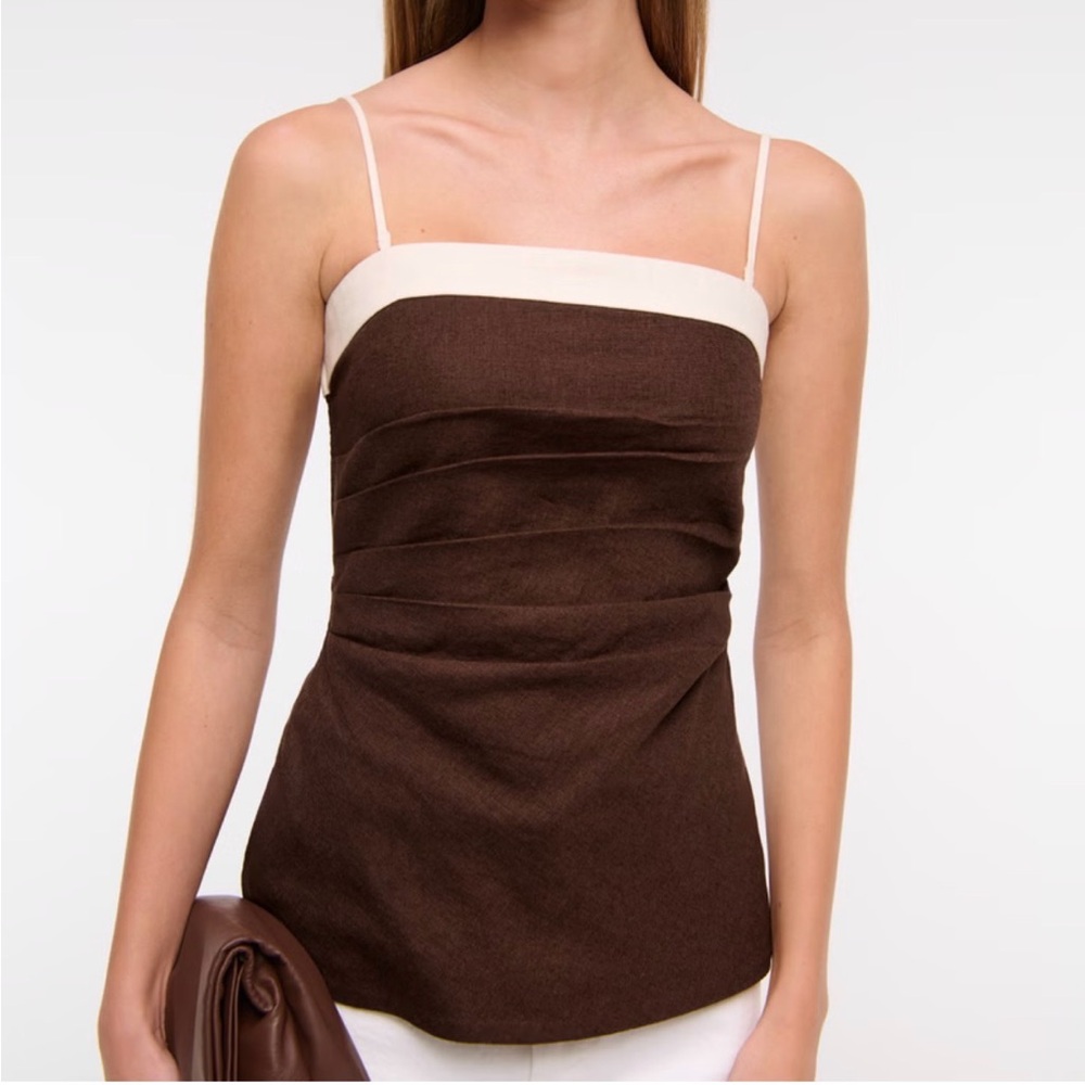 Brown and Cream Linen Tube Top